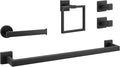 NearMoon 5 Pieces Bathroom Hardware Set 304 Stainless Steel, Square Towel Rack by NearMoon