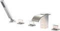 Roman Tub Faucet with Hand Shower, Waterfall Tub Filler Deck Mount Brushed by SUMERAINFAUCETS