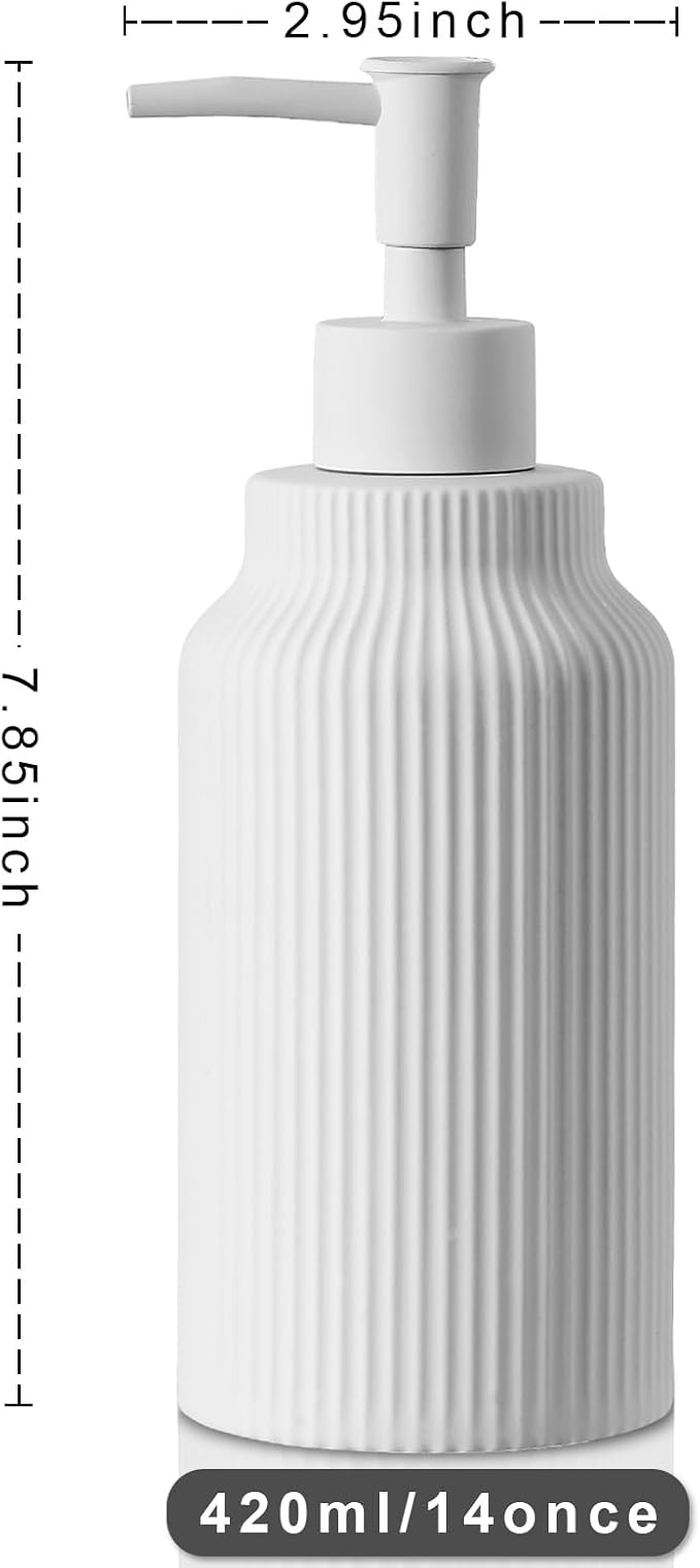 Modern Ceramic Soap Dispenser for Bathroom，14oz Ceramic Soft Touch Hand Lotion - Image 3