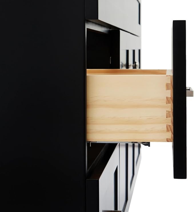 ARIEL Hamlet 67" Black Bathroom Vanity, 1.5" Edge Italian Carrara Marble - Image 7
