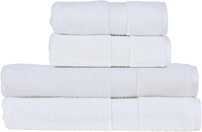 Christy Supreme Hygro 4 Piece Towel Set | White | 100% Luxury Supima Cotton | by Christy