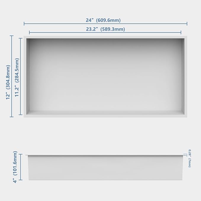 Homevacious 24" X 12" X 4" Stainless Steel Shower Niche No Tile Needed White - Image 3