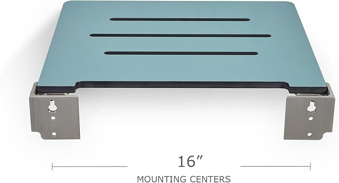 18 inch Silhouette Slimline Folding Wall Mount Shower Bench Seat, Teal Seat - Image 8