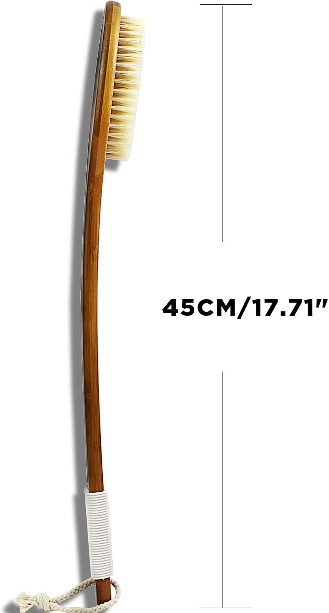ICANdOIT-17.71Inch Natural Boar Bristles Anti-Slip Long Handle Bath Brush - Image 4
