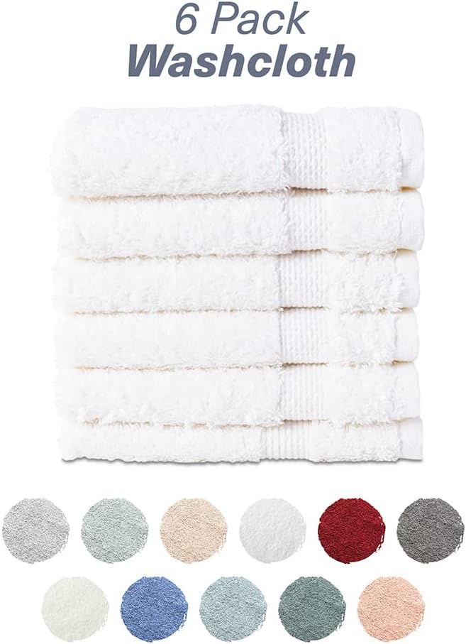 Hencely Premium 6-Pack Washcloths 12x12 Inches Soft Turkish Cotton High - Image 4