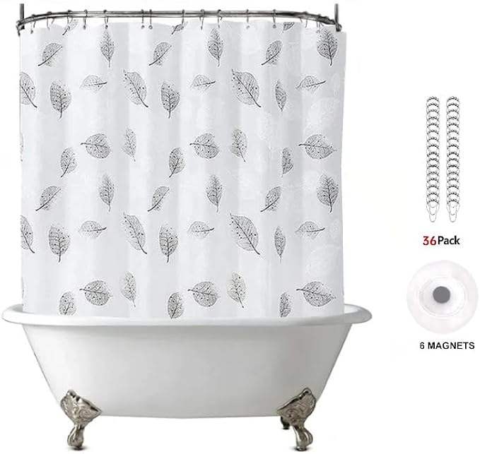 Shower Curtain Liner for Clawfoot Tub 180x70Inch Leaf Clear Heavy Duty - Image 3