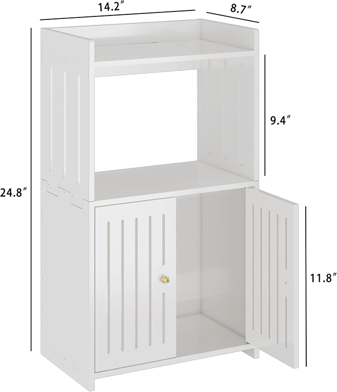 Bathroom Storage Cabinet, 3-Tier Small White Floor Cabinet Freestanding - Image 3