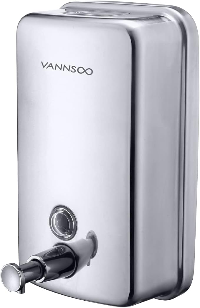 Commercial Soap Dispenser Wall Mount Stainless Steel Manual Liquid Pump by VANNSOO
