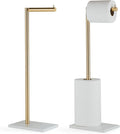 MARMOLUX ACC Free Standing Gold Toilet Paper Holder Stand White Marble Base and by MARMOLUXACC