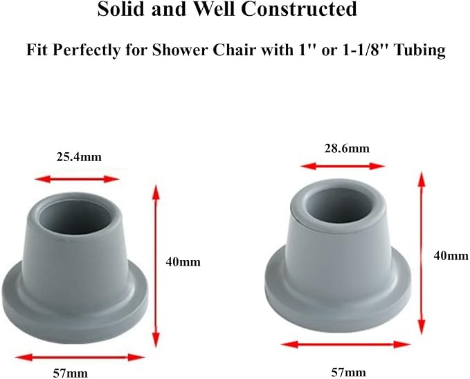 Shower Chair Tips Replacement Heavy Duty 4 Pack, 1 1/8’’ Rubber Tips - Image 2
