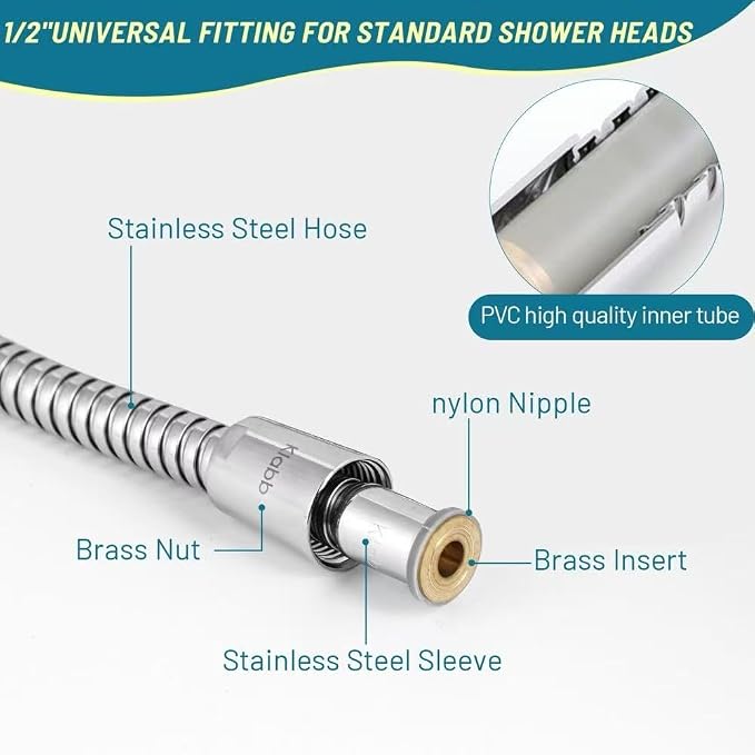 Shower Hose Extra Long 79 Inch, Stainless Steel Handheld Shower Head Hose - Image 2