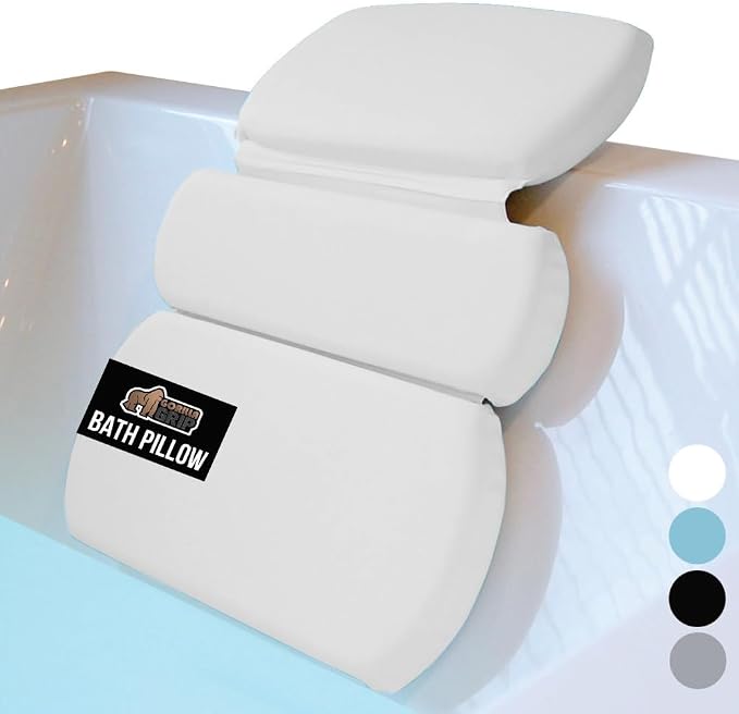 GORILLA GRIP Bath Pillow for Tub, Improved Suction Cups, Luxury Bathtub Pillows by GorillaGrip