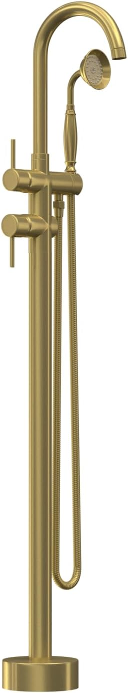 Freestanding Bathtub Faucet, Tub Filler Floor Mount Stand Bathtub Faucet Brass by Unknown