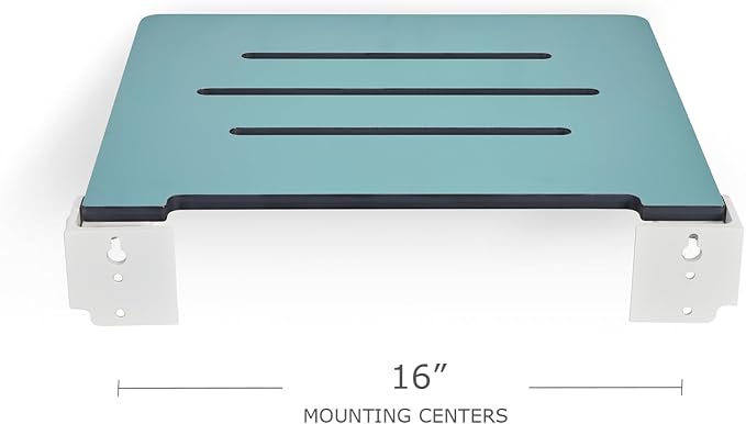 18 inch Silhouette Slimline Folding Wall Mount Shower Bench Seat, Teal Seat - Image 8