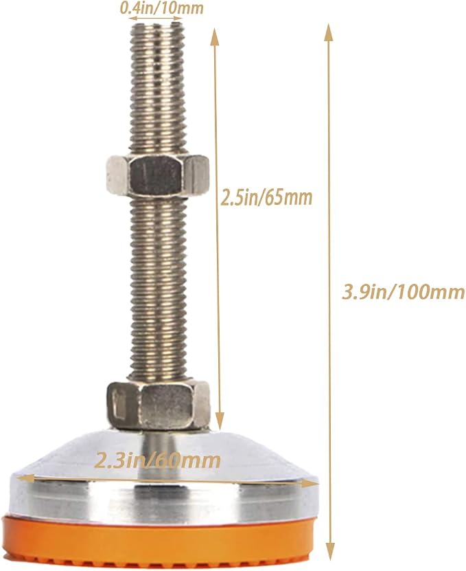 4Pcs Leveling Feet-M10 Thread Adjustable Leg Leveler Carbon Steel - Image 2
