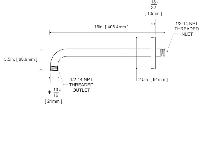 OFFO Shower Arm with Flange, 16 in Wall Mount Replacement Angle Shower Head Arm - Image 7