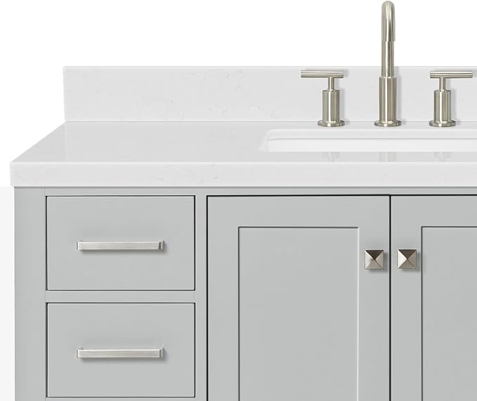 ARIEL Cambridge 48" Grey Bathroom Vanity, 1.5" Edge Carrara White Quartz - Image 8