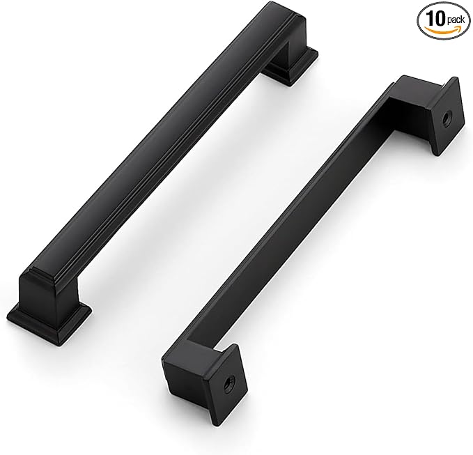 Ravinte Hardware 10 Pack Matte Black Cabinet Pulls, 5 Inch Hole Center Zinc by RavinteHardware