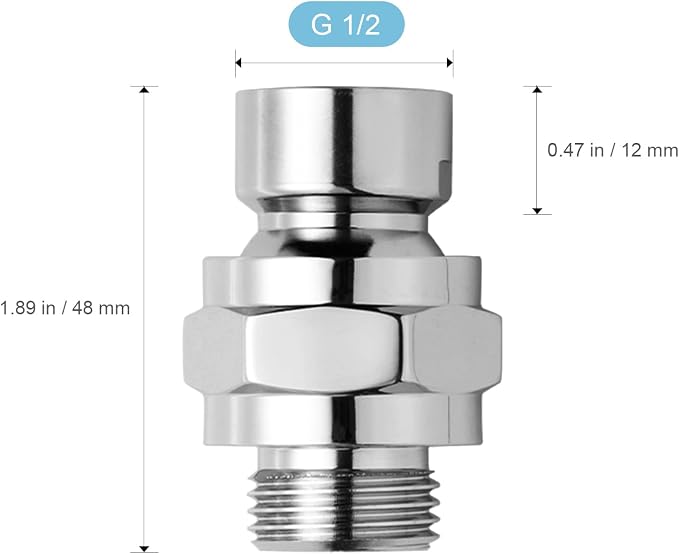 OFFO Shower Head Swivel Ball Adapter, All Metal Adjustable Shower Arm Extension - Image 6