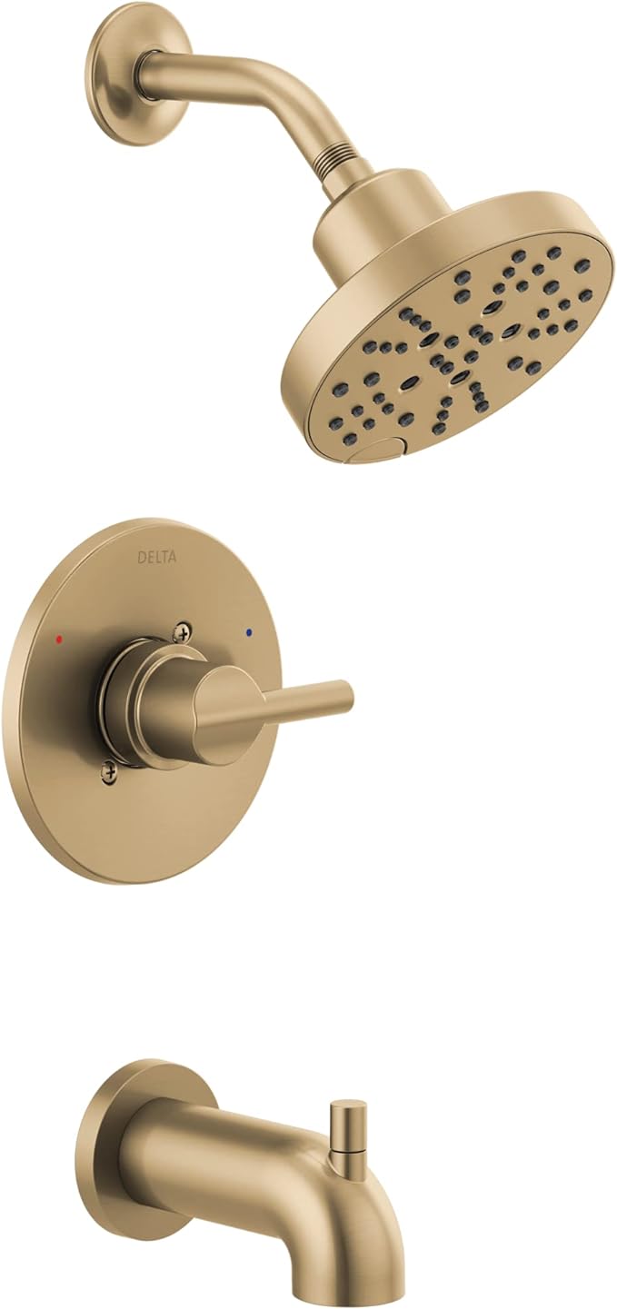 Delta Nicoli 14 Series H2Okinetic Bathtub and Shower Faucet Set, Brushed Gold by DeltaFaucet