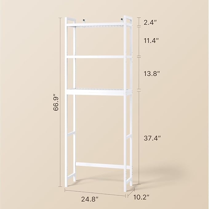 Gizoon 3 Tier Over The Toilet Storage Cabinet, Bamboo Bathroom Over Toilet - Image 2