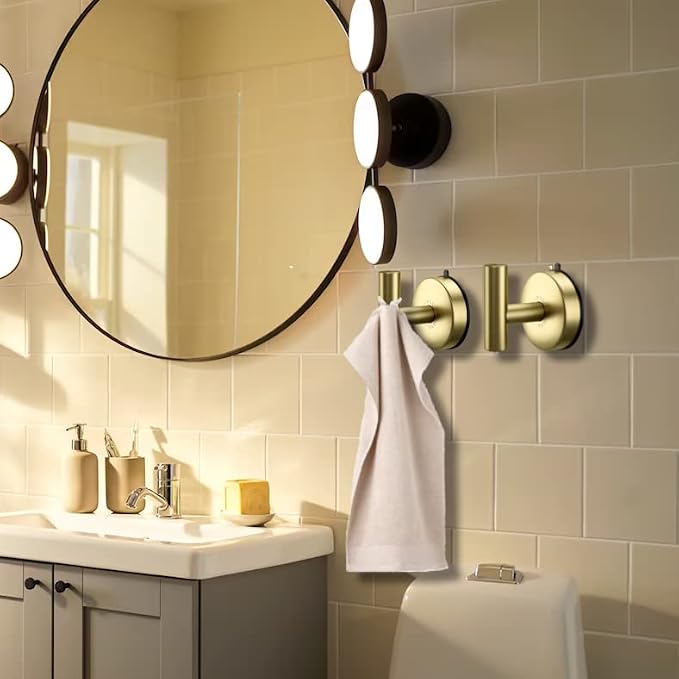 DGYB Large Cup Hooks for Bathrooms Set of 2 Gold Towel Hooks for Stainless - Image 3