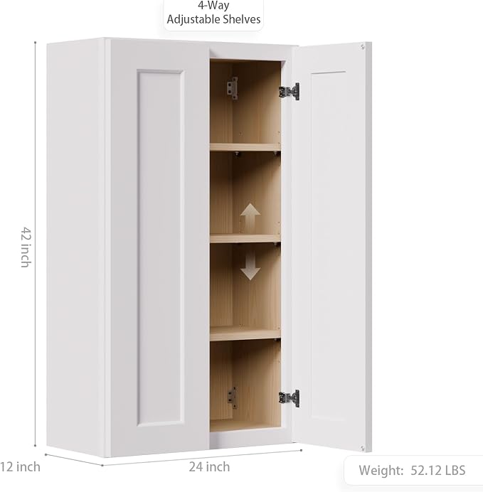 Solid Wood Kitchen Wall Cabinets, 24 Inch Wide Over The Toilet Storage Cabinet - Image 9
