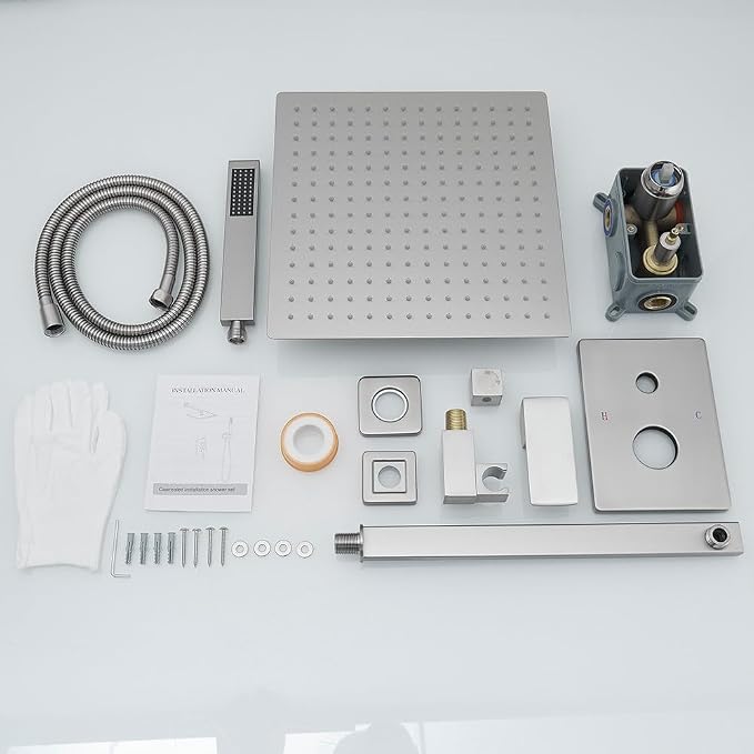 Shower Faucet Combo Set with Shower Spray Wand Large 12 Inch Shower Head - Image 6