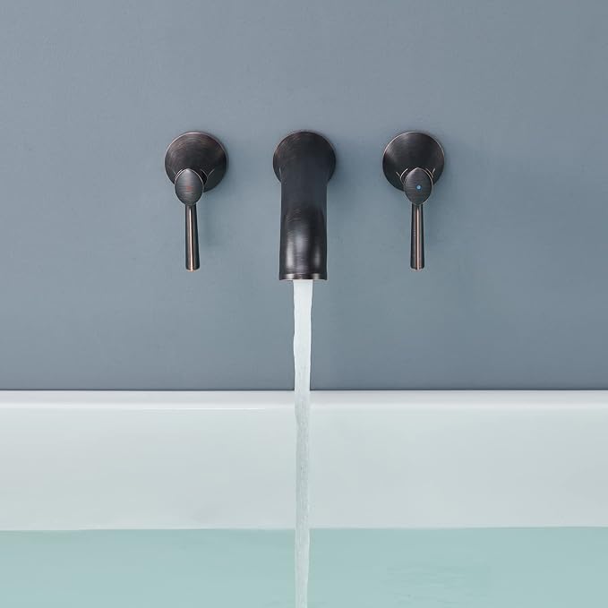 Wall Mount Tub Faucet, Roman Tub Filler Oil Rubbed Bronze Brass Bathtub Faucets - Image 9