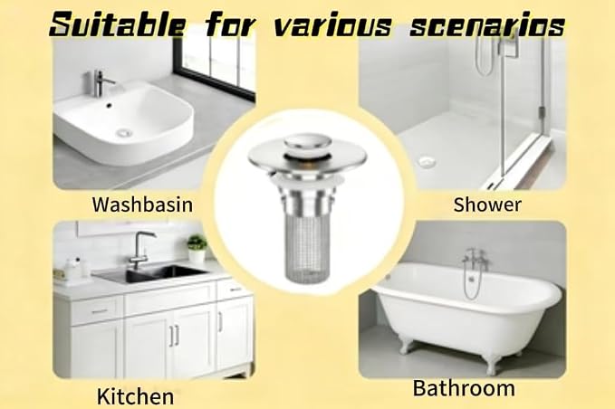 （2PCS） Bathroom Sink Stopper，Sink Drain Strainer，Pop-up Removable Hair Catcher - Image 3