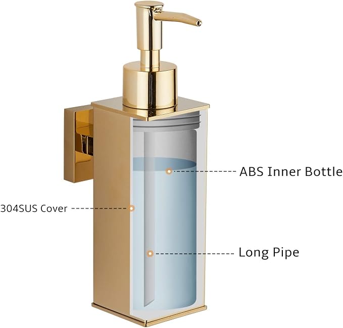 BGL Soap Dispenser Stainless Steel 304 Wall Mount Gold Liquid and Soap Dispenser - Image 3