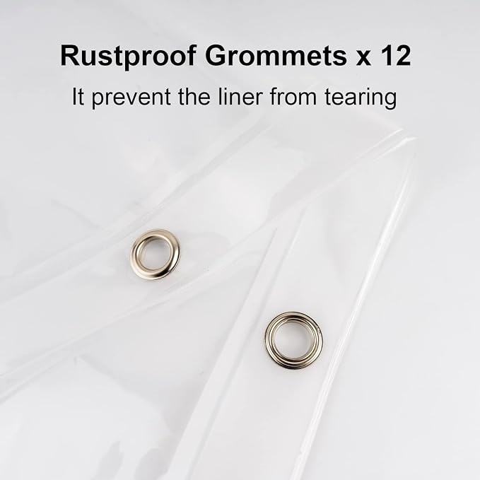 EurCross 72 x 108 inch Extra Long Clear Shower Curtain Liner - Image 2