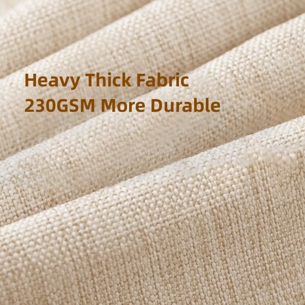 Linen Ivory Shower Curtain Cream, Linen Textured Heavy Duty 230GSM Fabric - Image 4