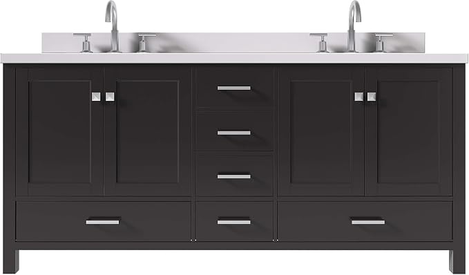 ARIEL Double Bathroom Vanity 73" Espresso - Image 9