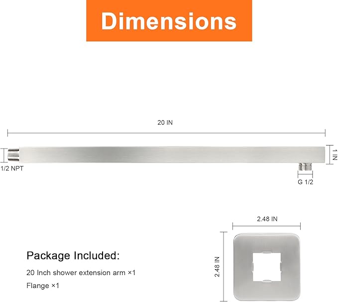 HarJue Shower Arm, Rain Shower Head Extension Extender, - Image 2