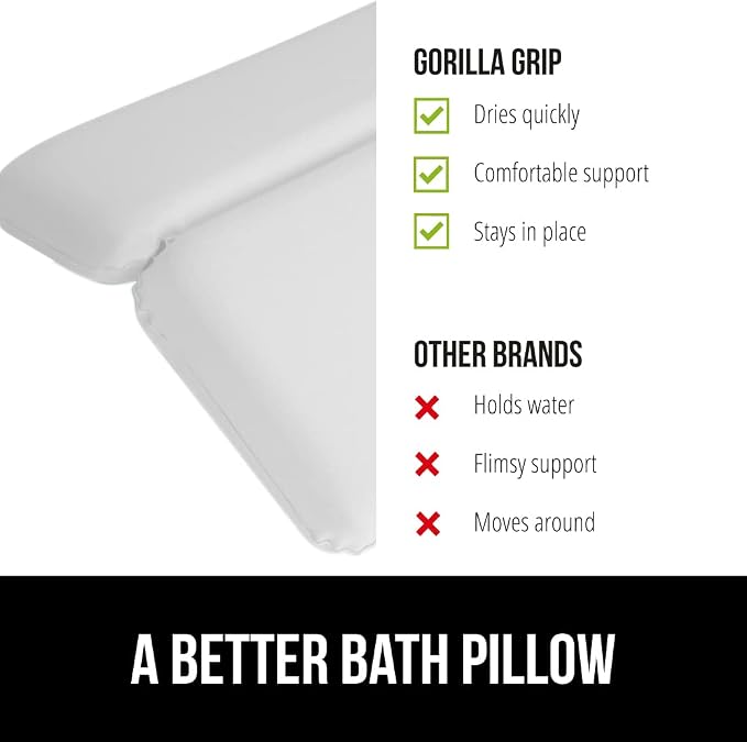 GORILLA GRIP Bath Pillow for Tub, Improved Suction Cups, Luxury Bathtub Pillows - Image 7