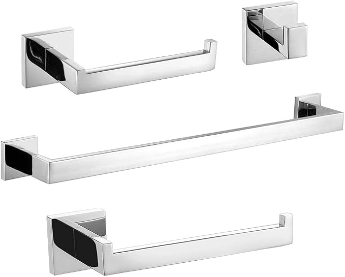 TURS Bathroom Accessories 4-Pieces Bathroom Hardware Set Polished Chrome Towel by TURS