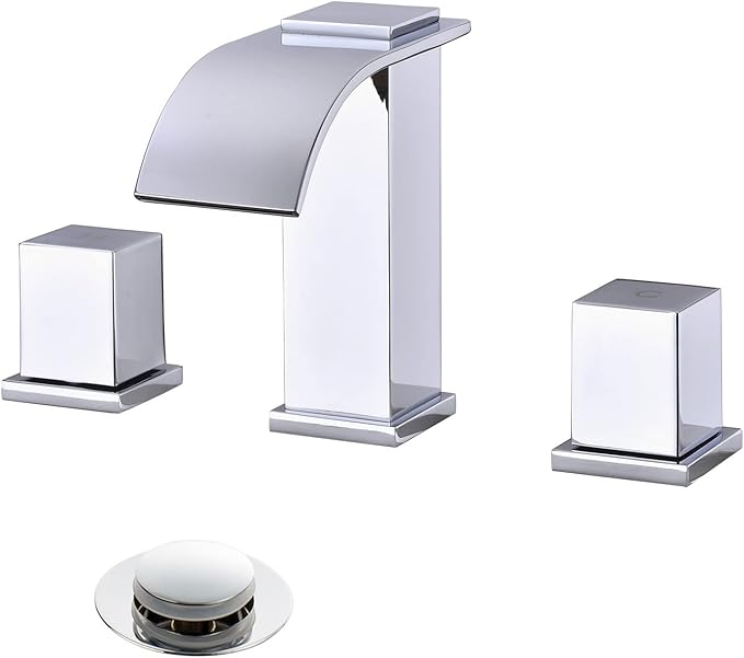 Luxury Brass Modern Widespread Waterfall Bathroom Sink Faucets by MRFAUCET