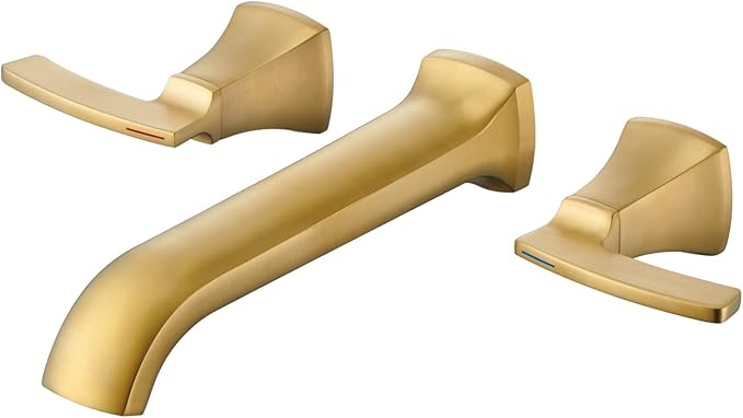 Wall Mount Tub Faucet High Flow Roman Tub Filler Long Spout Reach Brushed Gold by QinkellSanitaryWare
