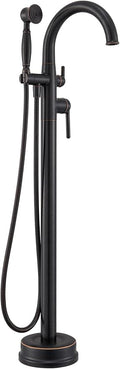 Freestanding Tub Faucets Bathroom Floor Mounted Waterfall Tub Filler Brass High by Wintap