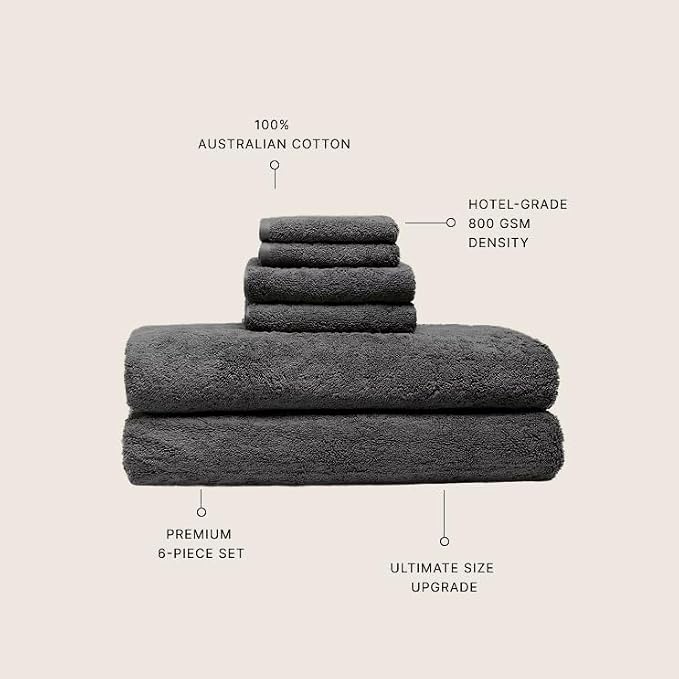Italic Ultraplush Luxe 6 Piece Towel Set – 2 Bath Sheets, 2 Hand Towels - Image 3