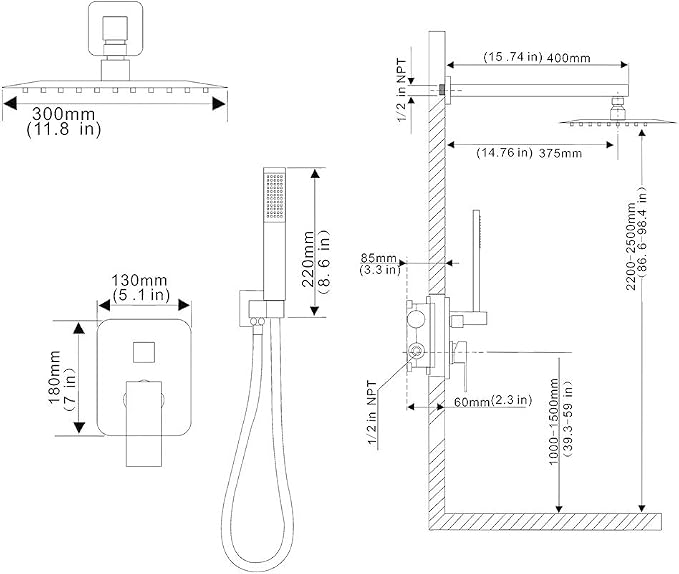 Shower Faucet Set Complete, Wall Mount Shower System - Image 7