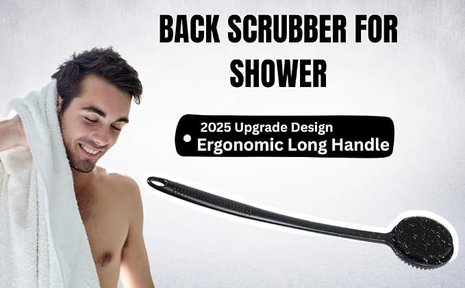 ARK Silicone Scrubber for Shower, 17 in Lengthened Long Handle Body Brush - Image 2