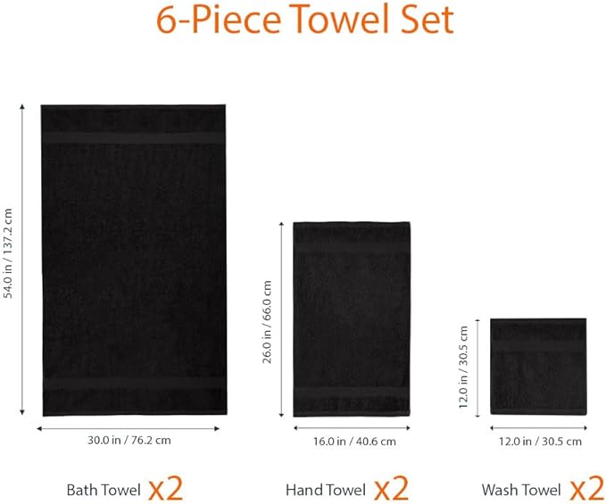 Amazon Basics 6 Piece Oversized Fade resistant Towel set, 100% Cotton towels - Image 6