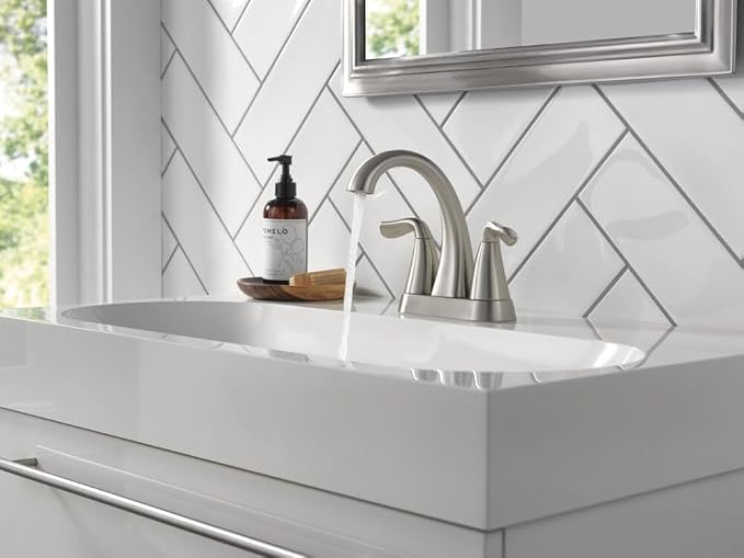 Delta Arvo Centerset Bathroom Faucet, Brushed Nickel 2-Handle Bathroom Faucet - Image 2