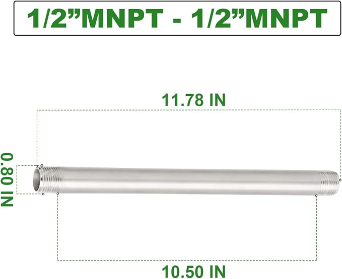 TAISHER 2Pcs Stainless Steel Pipe Fittings, 1/2" NPT x 1/2" NPT Male Threaded - Image 4