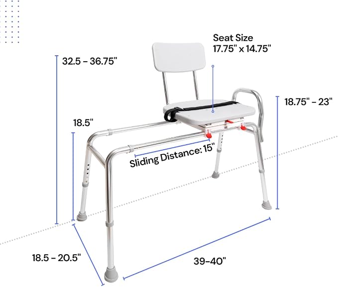 Eagle Health Supplies Sliding Shower Chair Tub Transfer Bench - Image 5