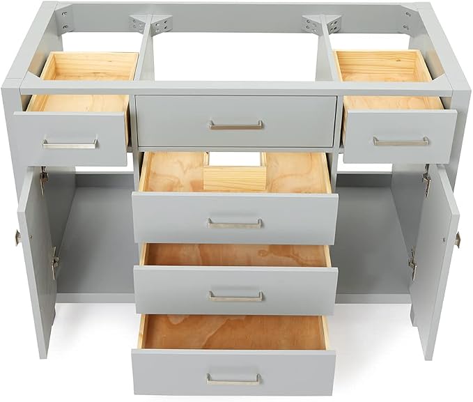 ARIEL Bristol 48" Grey Bathroom Vanity Base Cabinet, Single Sink Configuration - Image 5