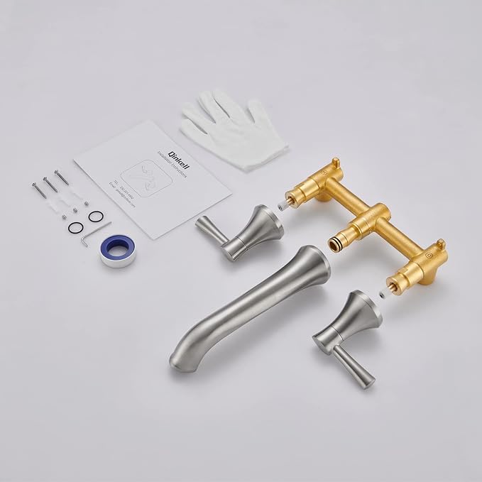 Tub Filler Wall Mount Roman Tub Faucet Brushed Nickel Brass Bathtub Faucets - Image 7