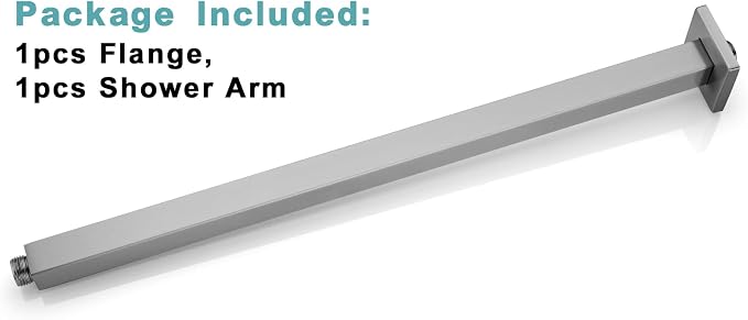 BESTILL 20 Inch Brushed Nickel Ceiling Mount Shower Arm and Flange, Square Rain - Image 7